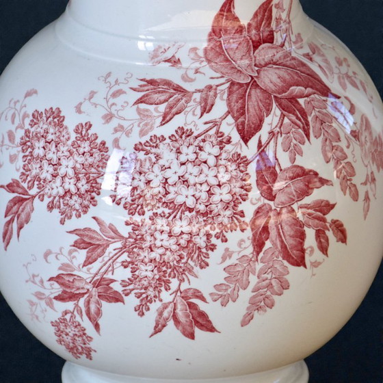 Image 1 of Large 19th-century Dutch ironstone jug signed Maestricht, "Spring" collection