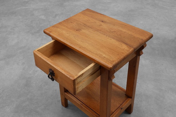 Image 1 of Set di 2 comodini vintage in rovere massello, Francia ca. 1960