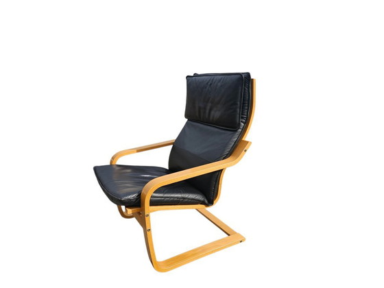 Image 1 of Vintage - IKEA - Modèle POÄNG - Noboru Nakamura - Bois de bouleau - Cuir - Années 90