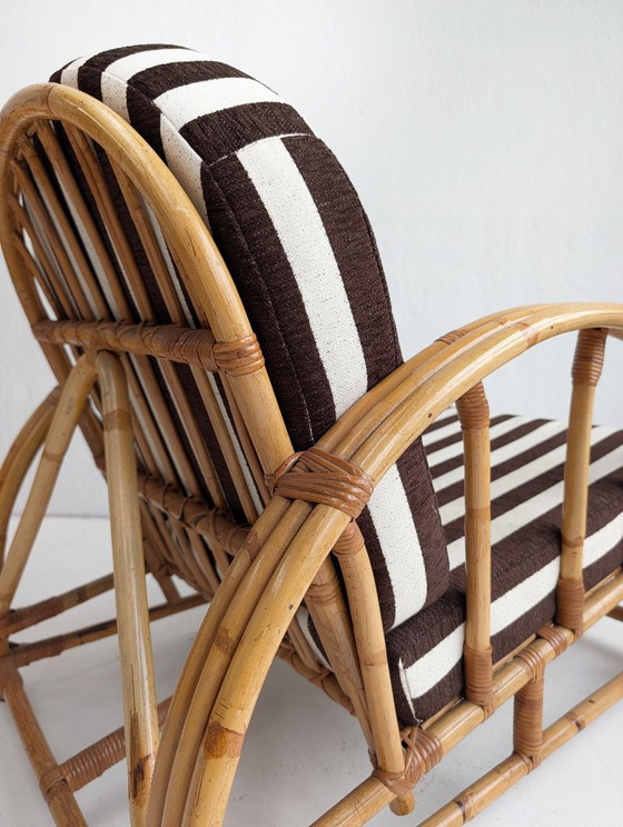 Rattan Pencil Reed Lounge Chair 1960s, Armchairs, Beige (photo 6 of 6)