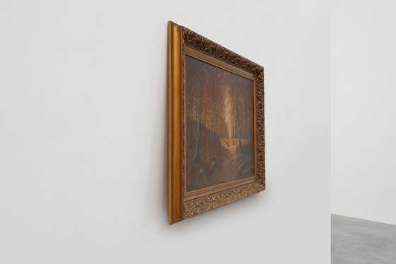 Image 1 of Peinture à l'huile sur toile signée, représentant une forêt, Paris, 1926