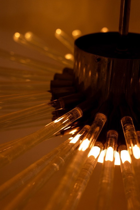 Image 1 of Kronleuchter aus Glasröhren, strahlend. Zeitgenössische Kreation.