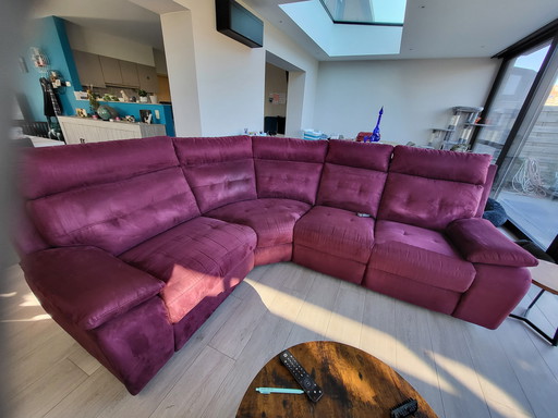 Luxe Elektrisch Relaxsalon (3 Motoren) – Aubergine Fluweel – 10 mnd oud
