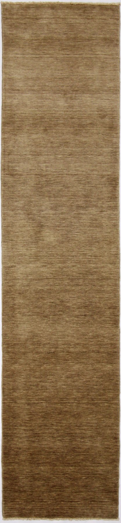 Image 1 of Tapis moderne Gabbeh Loom Unicolore noué à la main 342 X 75 cm Nouveau tapis