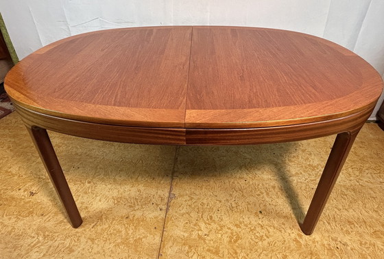 Image 1 of Mid Century Retro Vintage Teak Oval Extending Dining Table By Nathan