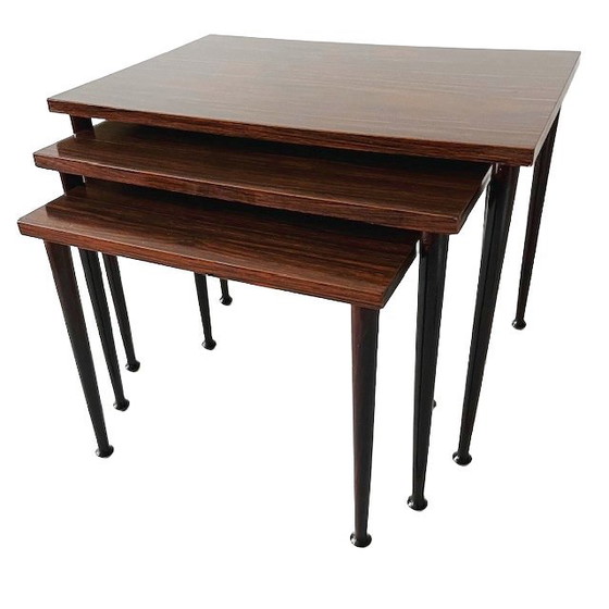 Image 1 of Mid-century modern Deens Design mimiset bijzettafels 1960's