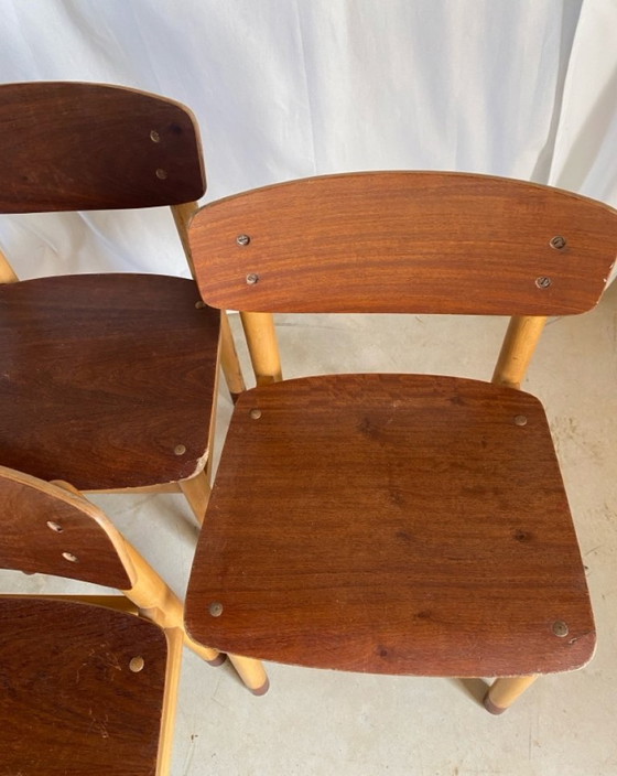Four low chairs Kvetny and Sonners Stolefabrik Denmark 1960, Side chairs, Wood, Brown (photo 4 of 15)