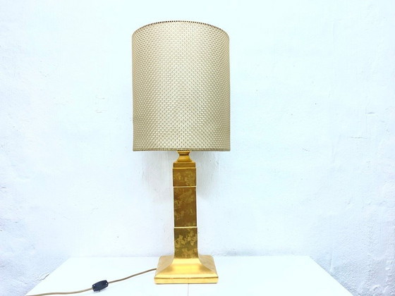 Image 1 of Floor lamp or table lamp with gilded ceramic base Hollywood Regency 60s 70s