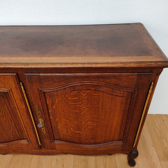 Vintage rustic wooden sideboard, wall cabinet, buffet. (photo 15 of 17)