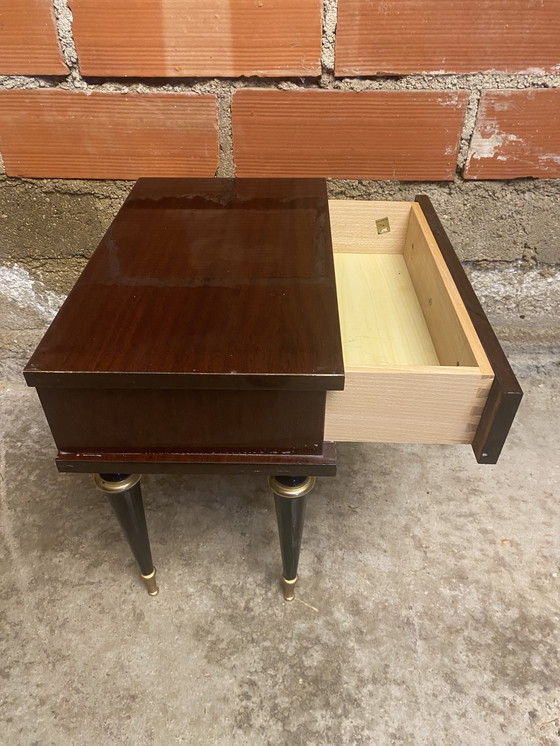 Image 1 of Chevet Ancien Table Nuit N252 Tiroir Bois Laqué Milieu XXeme Vintage #D394