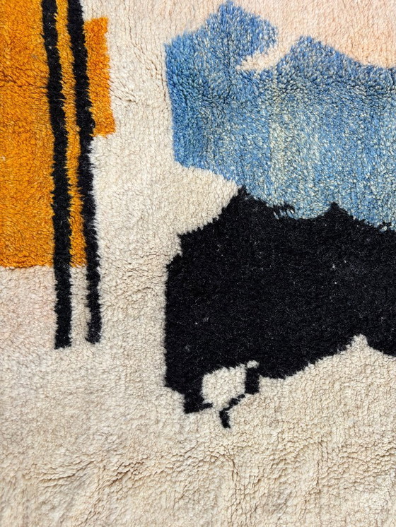 Image 1 of Berber Buntes Marokkanisches Beni Ourain Wollteppich 200x300 cm - Berber Marokkanischer Teppich