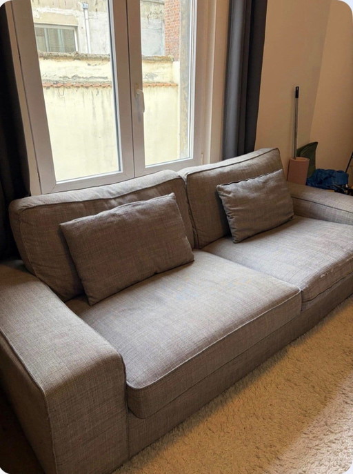 Sofá grande de 3 plazas gris — pequeños desperfectos – banken, Textile