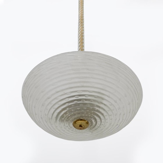 Image 1 of Lámpara colgante italiana de cristal de Murano Art Déco de Ercole Barovier "Pulegoso", años 30