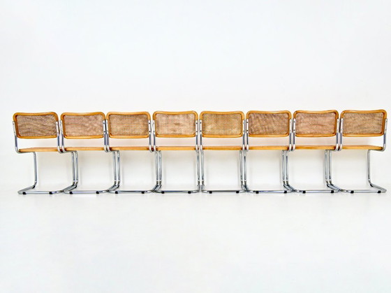 Image 1 of Eetkamerstoelen Stijl B32 van Marcel Breuer, Set van 8