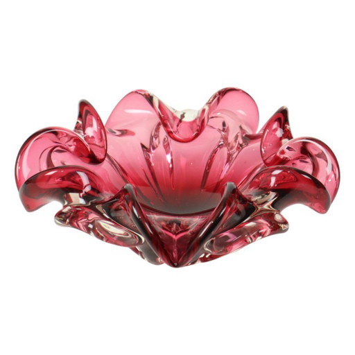 Vintage Red Murano Glass Fruit Bowl