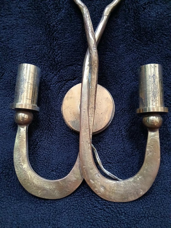 Toegeschreven aan Florence Ciani - Brutalistische wandlampen - Gehamerd brons – Ciani Florence, Bronze (photo 9 of 10)