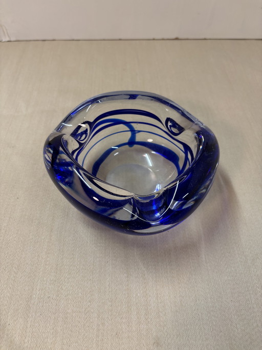 Vintage murano kobalt blauwe asbak 