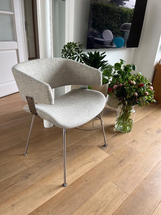 Image 1 of Artifort F63 fauteuil Geoffrey Harcourt zeldzame nieuw gestoffeerde Tweed wol "Danish Art Weaving".