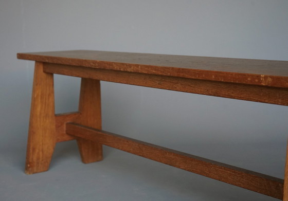 Image 1 of Long banc d'église vintage de l'école Bossche