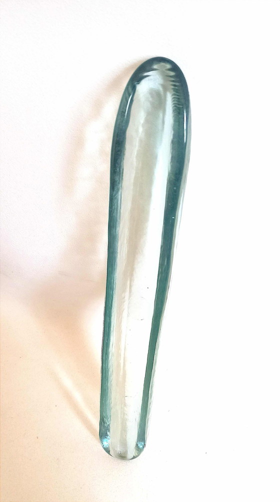 Image 1 of Plato de cristal alargado de los años 70, longitud 38 cm