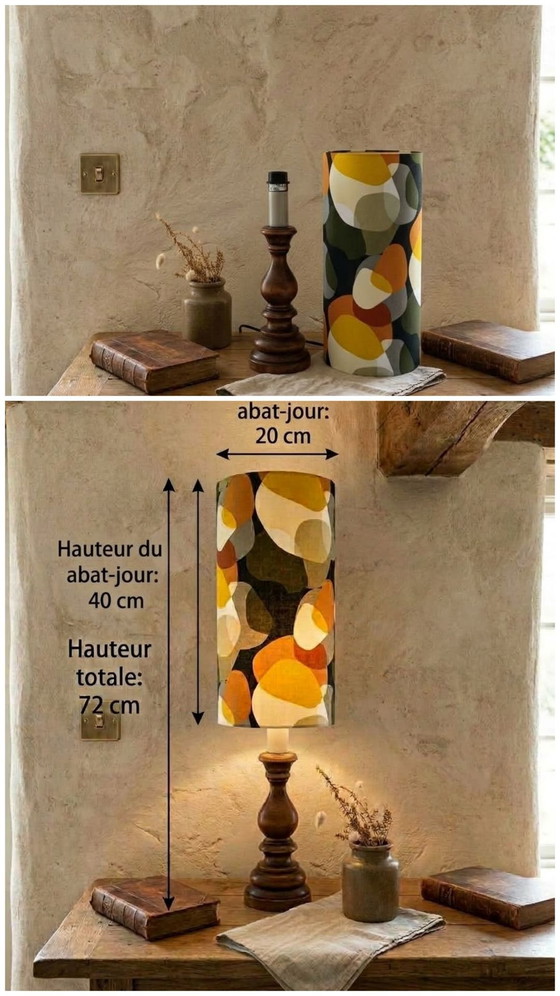 Vintage furniture lamp, sixties / mid-century lampshade I – vintage & création artisanale, Desk lamps, Wood (photo 4 of 7)
