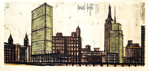 Bernard Buffet nach New York 1958 Lithografie von Daniel Jacomet 98 cm Manhattan