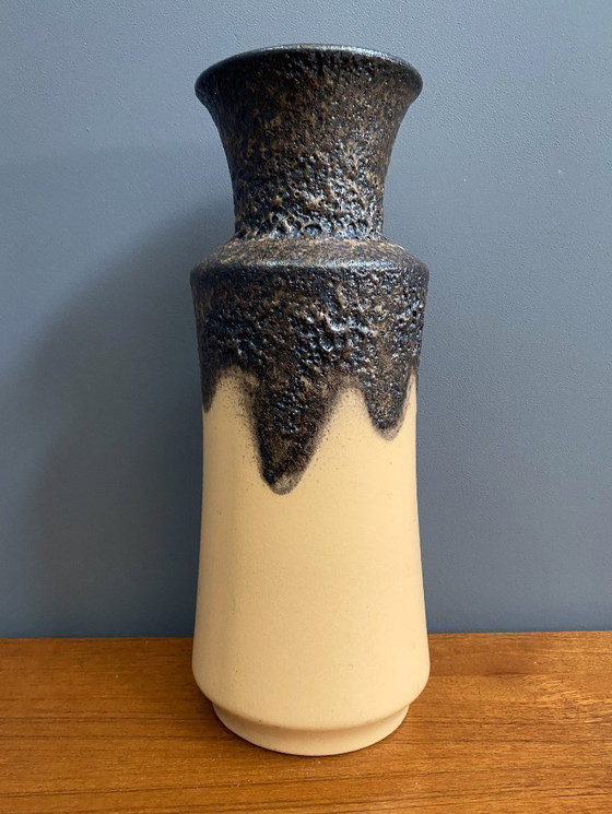 Image 1 of U-Keramikvase (Überlacker) Modell 1452-40, gelb und schwarz WGP 1960er Jahre