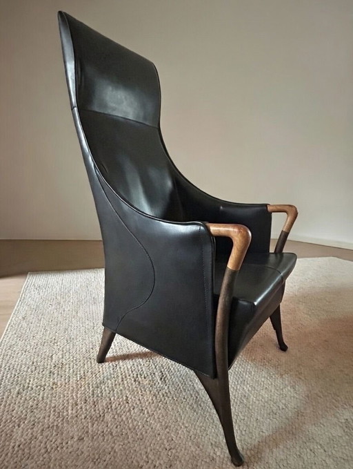Giorgetti progetti Wing fauteuil leer 
