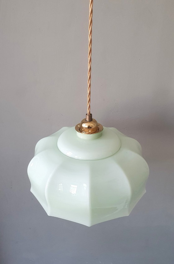 Vintage Franse Hanglamp - Pastel Groen Opaline Glas – Hanglampen (photo 8 of 16)
