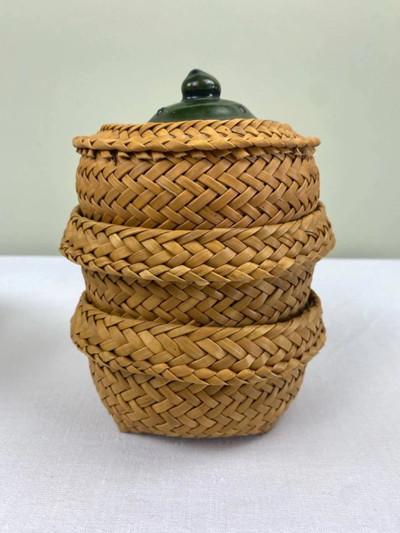 Vintage ethnic service – Crockery, Wicker, Ceramic (photo 4 of 21)