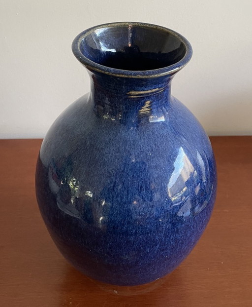 Keramik La Meuse Reuver - Blaue Studio-Steingutvase