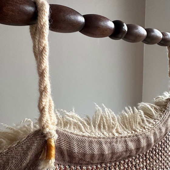 Image 1 of Vintage Wandteppich . Leibfried Rya Color . 70er . Mid Century . Handgearbeitet . Wolle . Hirte . Schafe . Befestigungsstab Holz