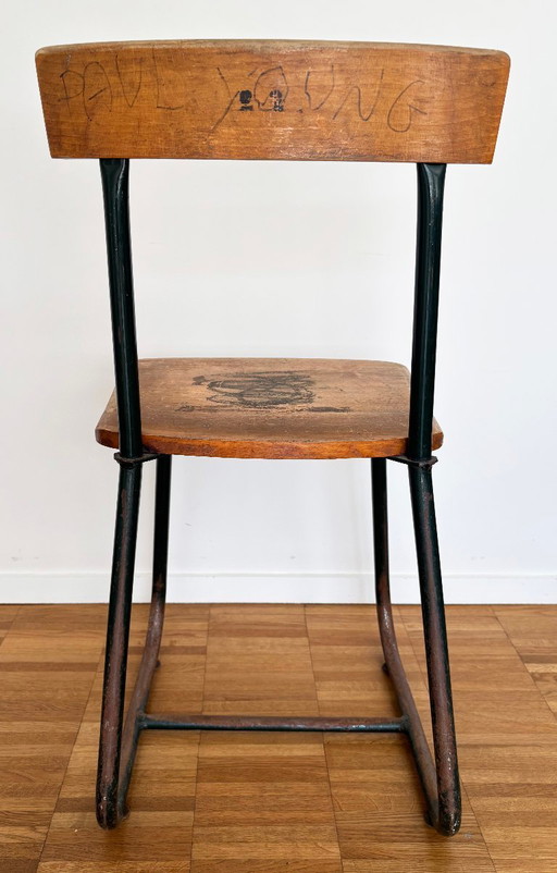Sedia scolastica vintage – eetkamerstoelen, Wood, Metal (photo 2 of 6)