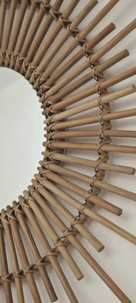 Rattan Sonnen Spiegel 1970 – Wicker, Vintage (photo 11 of 15)