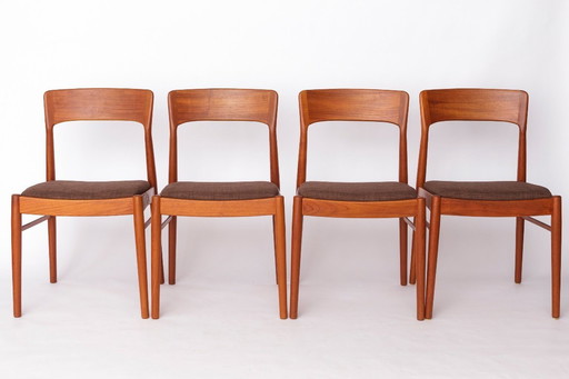 Set of 4 Henning Kjærnulf Teak Chairs – 1960s Danish Design for KS Møbler, Mid-Century Modern Dining Chairs, Restored