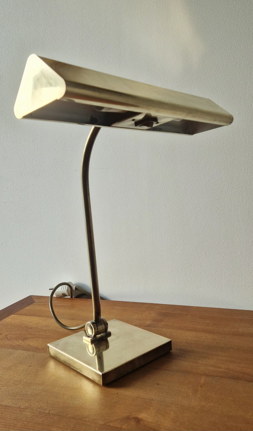 Lámpara de latón estilo banquero de los años 70