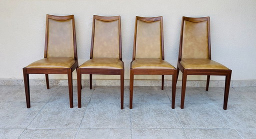 Set de 4 chaises de salle à manger vintage en teck et skaï par G-Plan, 1960