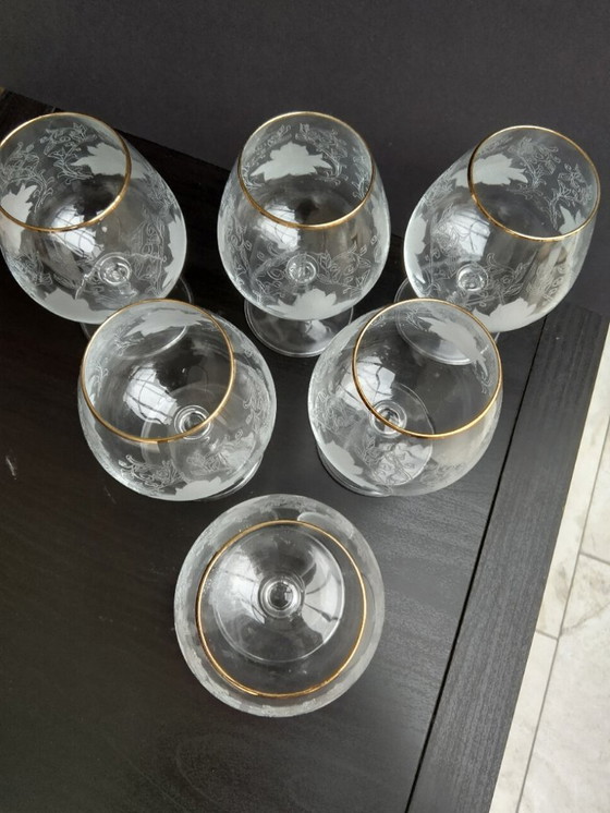Image 1 of Bicchieri da cognac vintage - foglie e viti, set da 6