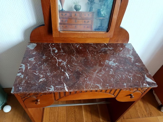 Image 1 of Tocador Art Déco en madera y mármol