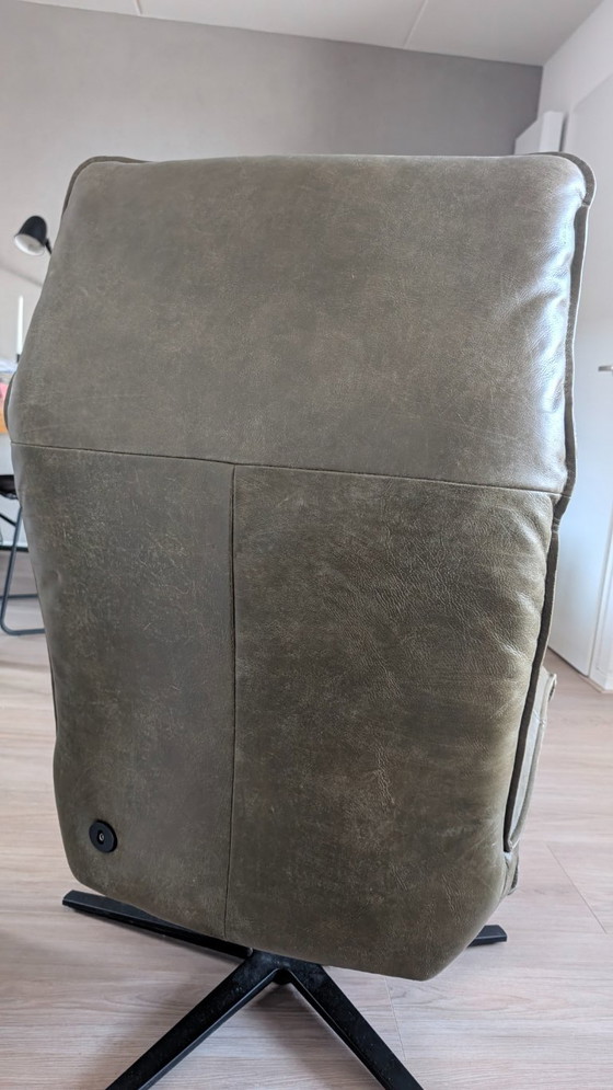 Macumba relaxfauteuil in olive green leather, Adjustable recliner chair, Metal, Modern (photo 4 of 5)