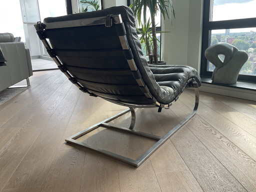 Vintage Leather Lounge Armchair – fauteuils, rvs (photo 2 of 5)