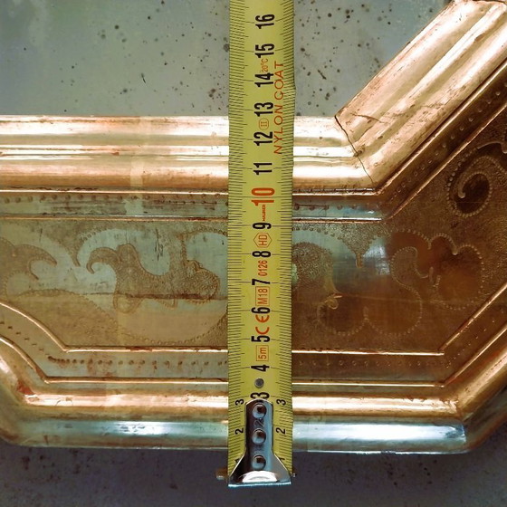 Image 1 of Miroir italien antique Julklapp Christmasgift avec feuille d'or – Pièce unique faite main