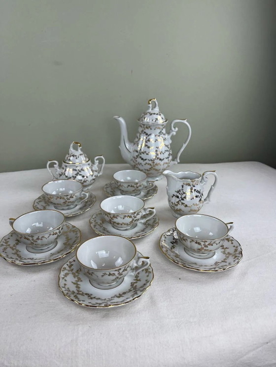 Servizio da caffè antico in porcellana fine dorata – per 6 persone – Vintage – Stoviglie, Porcelain, Gold (photo 2 of 16)