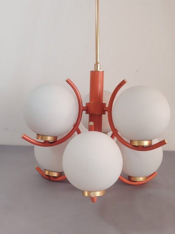 Image 1 of Lampe suspendue futuriste Spoutnik de l'ère spatiale, attribuée à Richard Essig