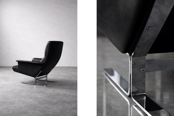 Image 1 of Vintage Mid-Century Modern Danish Black Leather Lounge Chair by Georg Thams for A/S Vejen Polstermöbelfabrik, 1960s