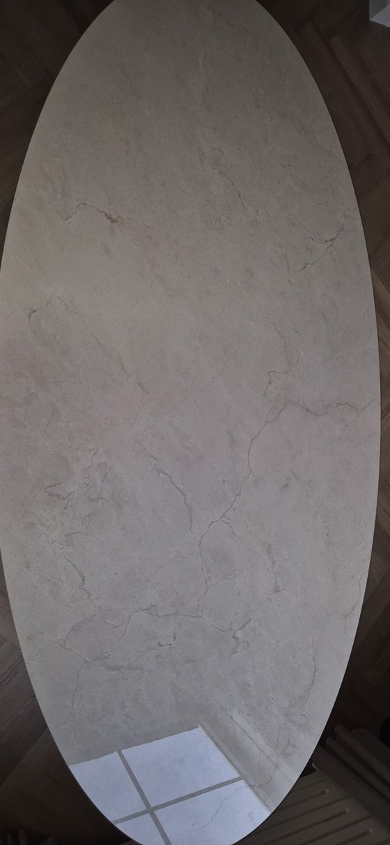 Bodilson design oval dining table beige ceramic top – Metal (photo 5 of 7)