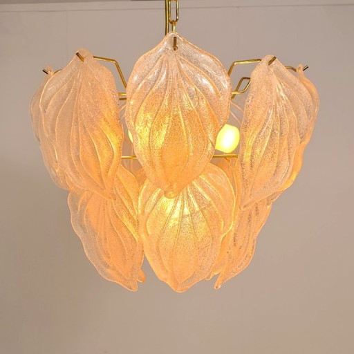 Lampe à suspension Murano Novaresi années 70 en verre glacé