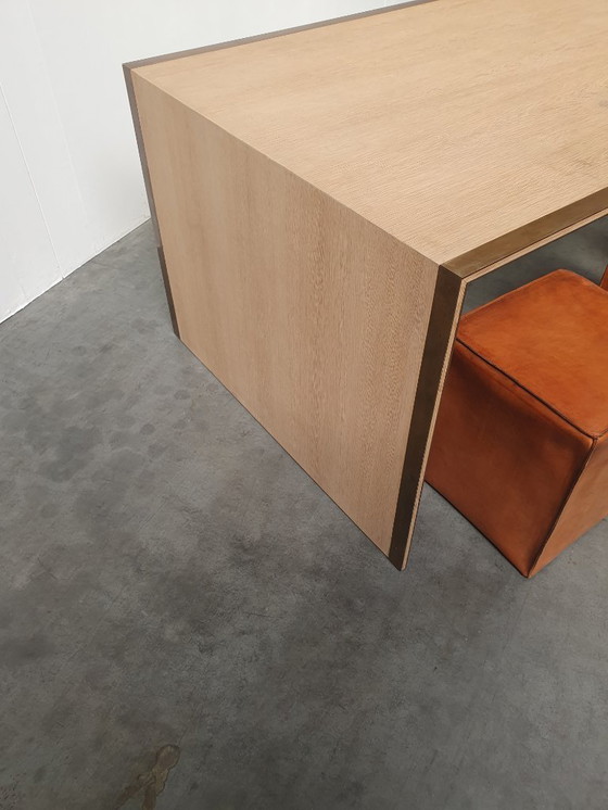 Image 1 of Oak Brass Vintage Design XL table custom made