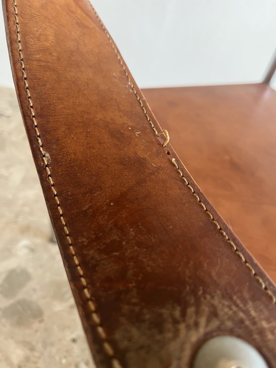 Image 1 of 2x Originele "Italiaans Modernisme jaren 70" fauteuil, verchroomd buisvormig staal, leer!