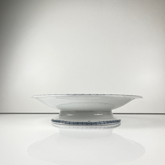 Image 1 of Low blue "Butterfly" compote dish on pedestal by Minton &co, England, 19th century